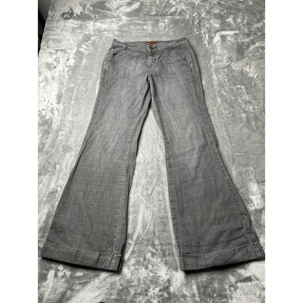 Lee Jeans Women Size 5/6 One True Fit‎ Gray Denim Flare Leg Inseam 31 Y2K